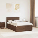 vidaXL Ágykeret LED -es lámpákkal Barna Tölgy 120 x 190 cm Faanyag