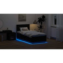 vidaXL Ágykeret LED -es lámpákkal Fekete 100 x 200 cm Faanyag