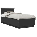 vidaXL Ágykeret LED -es lámpákkal Fekete 100 x 200 cm Faanyag