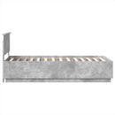 vidaXL Ágykeret LED szalagokkal Beton Szürke 100 x 200 cm Faanyag