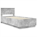 vidaXL Ágykeret LED -es lámpákkal Beton Szürke 90 x 190 cm Faanyag