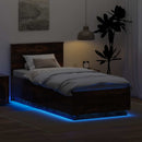 vidaXL Ágykeret LED -es lámpákkal Füstölt tölgy 90 x 200 cm Faanyag
