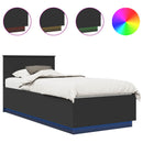 vidaXL Ágykeret LED -es lámpákkal Fekete 70 x 190 cm Faanyag