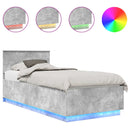 vidaXL Ágykeret LED -es lámpákkal Beton Szürke 70 x 190 cm Faanyag