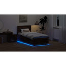 vidaXL Ágykeret LED -es lámpákkal Füstölt tölgy 70 x 190 cm Faanyag