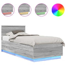 vidaXL Ágykeret LED -es lámpákkal Szürke Sonoma 70 x 190 cm Faanyag
