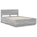 vidaXL Ágykeret fejtámlával Szürke Sonoma 160 x 200 cm Szerelt Fa