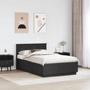 vidaXL Ágykeret fejtámlával Fekete 135 x 190 cm Szerelt Fa