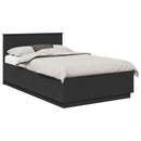 vidaXL Ágykeret fejtámlával Fekete 135 x 190 cm Szerelt Fa