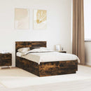 vidaXL Ágykeret fejtámlával Füstös Tölgy 135 x 190 cm Szerelt Fa