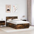 vidaXL Ágykeret fejtámlával Füstös Tölgy 135 x 190 cm Szerelt Fa