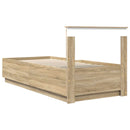 vidaXL Ágykeret fejtámlával Sonoma Tölgy 70 x 190 cm Szerelt Fa