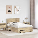 vidaXL Ágykeret fejtámlával fiókkal Sonoma tölgy 135 x 190 cm Faanyag