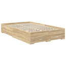 vidaXL Ágykeret fejtámlával fiókkal Sonoma tölgy 135 x 190 cm Faanyag