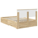 vidaXL Ágykeret fejtámlával fiókkal Sonoma tölgy 135 x 190 cm Faanyag
