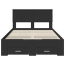 vidaXL Ágykeret fejtámlával fiókkal Fekete 120 x 190 cm Faanyag