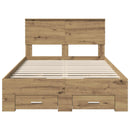 vidaXL Ágykeret fejtámlával fiókkal Artisan tölgy 120 x 190 cm Faanyag