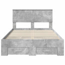 vidaXL Ágykeret fejtámlával fiókkal Beton Szürke 120 x 200 cm Faanyag