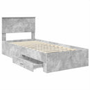 vidaXL Ágykeret fejtámlával fiókkal Beton Szürke 90 x 200 cm Faanyag