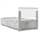 vidaXL Ágykeret fejtámlával fiókkal Beton Szürke 90 x 200 cm Faanyag