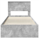 vidaXL Ágykeret fejtámlával Beton szürke és ezüst 75 x 190 cm Faanyag