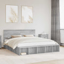 vidaXL Ágykeret polcokkal tárolóval Szürke Sonoma 200 x 200 cm Faanyag