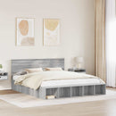 vidaXL Ágykeret polcokkal tárolóval Szürke Sonoma 200 x 200 cm Faanyag