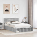 vidaXL Ágykeret polcokkal tárolóval Szürke Sonoma 150 x 200 cm Faanyag