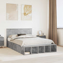vidaXL Ágykeret polcokkal tárolóval Beton Szürke 140 x 190 cm Faanyag