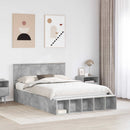 vidaXL Ágykeret polcokkal tárolóval Beton Szürke 140 x 190 cm Faanyag