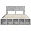 vidaXL Ágykeret polcokkal tárolóval Beton Szürke 140 x 190 cm Faanyag
