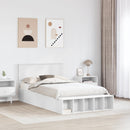 vidaXL Ágykeret polcokkal fejtámlával Fehér 135 x 190 cm Faanyag