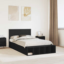 vidaXL Ágykeret polcokkal fejtámlával Fekete 135 x 190 cm Faanyag