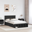 vidaXL Ágykeret polcokkal fejtámlával Fekete 135 x 190 cm Faanyag