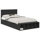 vidaXL Ágykeret polcokkal fejtámlával Fekete 135 x 190 cm Faanyag