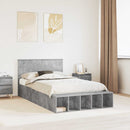 vidaXL Ágykeret polcokkal tárolóval Beton Szürke 135 x 190 cm Faanyag