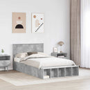 vidaXL Ágykeret polcokkal tárolóval Beton Szürke 135 x 190 cm Faanyag