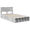 vidaXL Ágykeret polcokkal tárolóval Beton Szürke 135 x 190 cm Faanyag