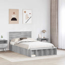 vidaXL Ágykeret polcokkal tárolóval Szürke Sonoma 135 x 190 cm Faanyag