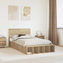 vidaXL Ágykeret polcokkal tárolóval Sonoma tölgy 120 x 200 cm Faanyag