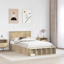vidaXL Ágykeret polcokkal tárolóval Sonoma tölgy 120 x 200 cm Faanyag