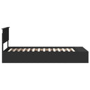 vidaXL Ágykeret polcokkal fejtámlával Fekete 100 x 200 cm Faanyag