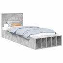 vidaXL Ágykeret polcokkal fejtámlával Beton Szürke 90 x 200 cm Faanyag