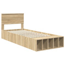 vidaXL Ágykeret polcokkal fejtámlával Sonoma tölgy 90 x 200 cm Faanyag