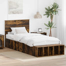 vidaXL Ágykeret polcokkal tárolóval Füstölt tölgy 75 x 190 cm Faanyag