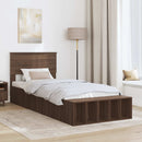 vidaXL Ágykeret polcokkal fejtámlával Barna Tölgy 75 x 190 cm Faanyag