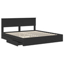 vidaXL Tárolós Ágy fejtámlával fiókkal Fekete 200 x 200 cm Faanyag
