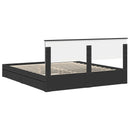 vidaXL Tárolós Ágy fejtámlával fiókkal Fekete 200 x 200 cm Faanyag