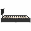 vidaXL Tárolós Ágy fejtámlával fiókkal Fekete 200 x 200 cm Faanyag