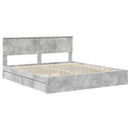 vidaXL Tárolós Ágy fejtámlával Beton Szürke 200 x 200 cm Faanyag